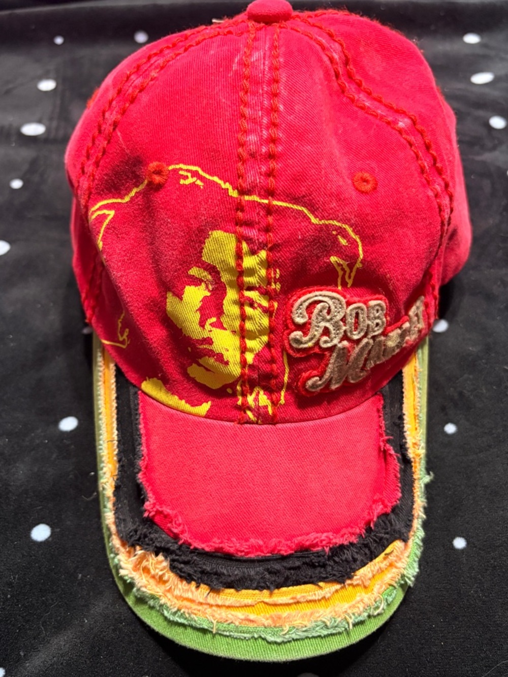 NWT Bob Marley Red Distressed Trucker Hat Collectible